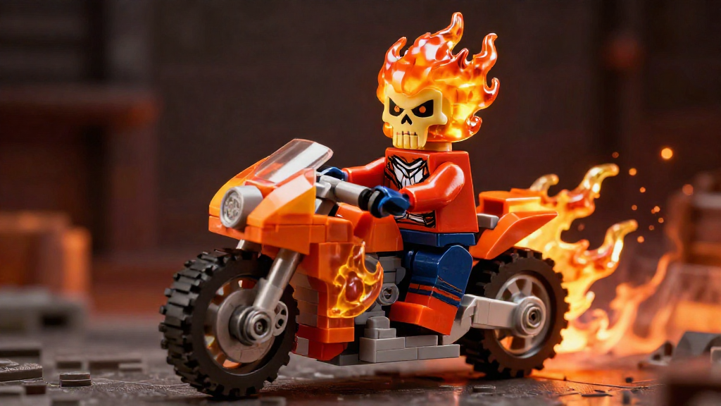 乐高76335 Spider-Man vs. Ghost Rider Motorcycle 套装中的 Ghost Rider 人仔