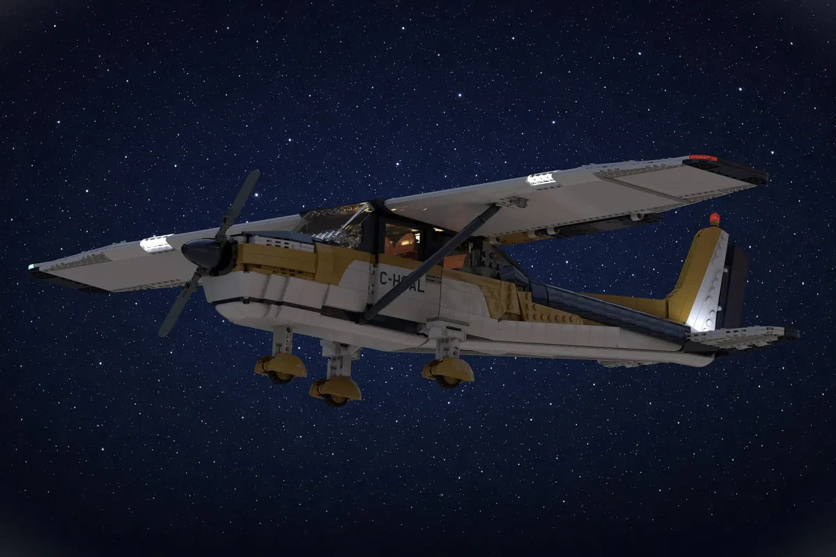 乐高塞斯纳Cessna 172模型夜空飞行展示